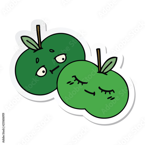 sticker of a cute cartoon apples