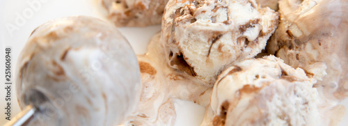 Tiramisu ice cream, close-up.