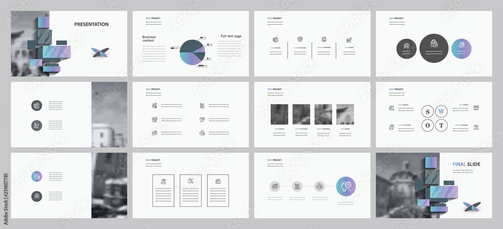 This template is the best as a business presentation, used in marketing and advertising, flyer and banner, the annual report. Elements on a dark grey background - obrazy, fototapety, plakaty 