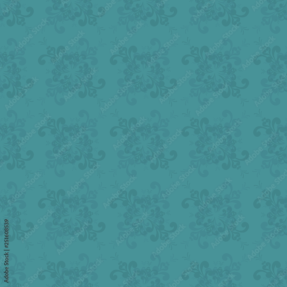 Seamless Floral Turquoise Pattern in Retro Style