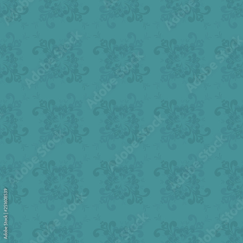 Seamless Floral Turquoise Pattern in Retro Style