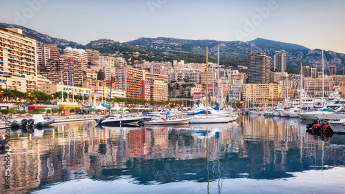 Morning panorama of port Hercule in Monaco photo