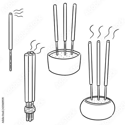vector set of incense stick
