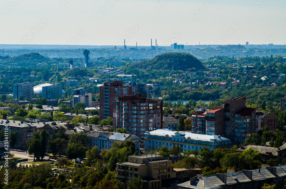 Donetsk city landscapes city views from above