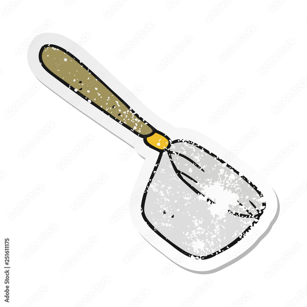 retro distressed sticker of a cartoon kitchen saucepan retro distressed sticker of a cartoon kitchen saucepan
