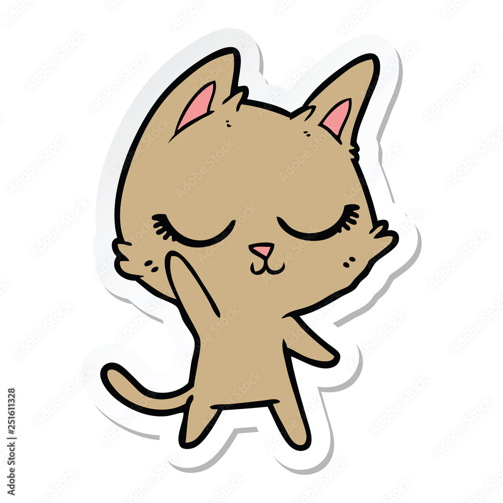 sticker of a calm cartoon cat sticker of a calm cartoon cat