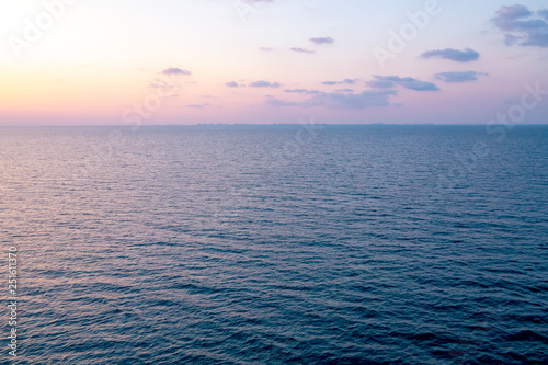 Colorful sunrise on the sea. View of the sea sunrise from the cruise ship