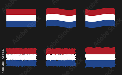 Netherlands flag, Holland flag vector images set