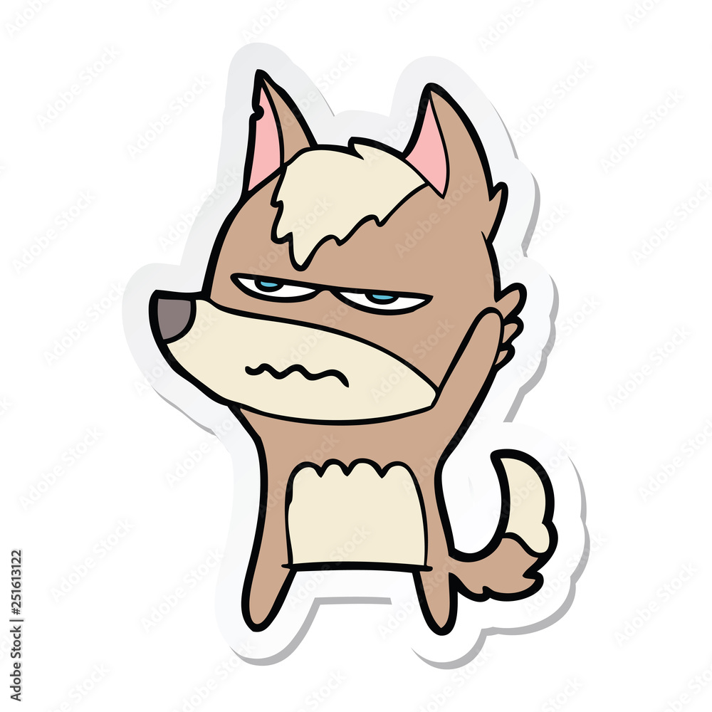 sticker of a cartoon annoyed wolf sticker of a cartoon annoyed wolf