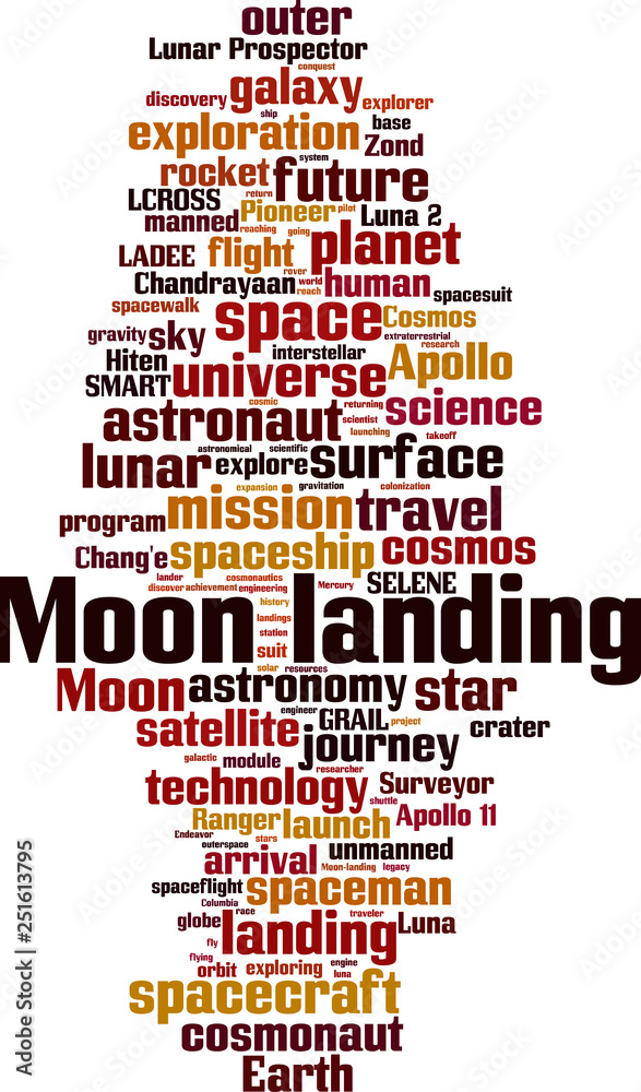Obraz premium Moon landing word cloud