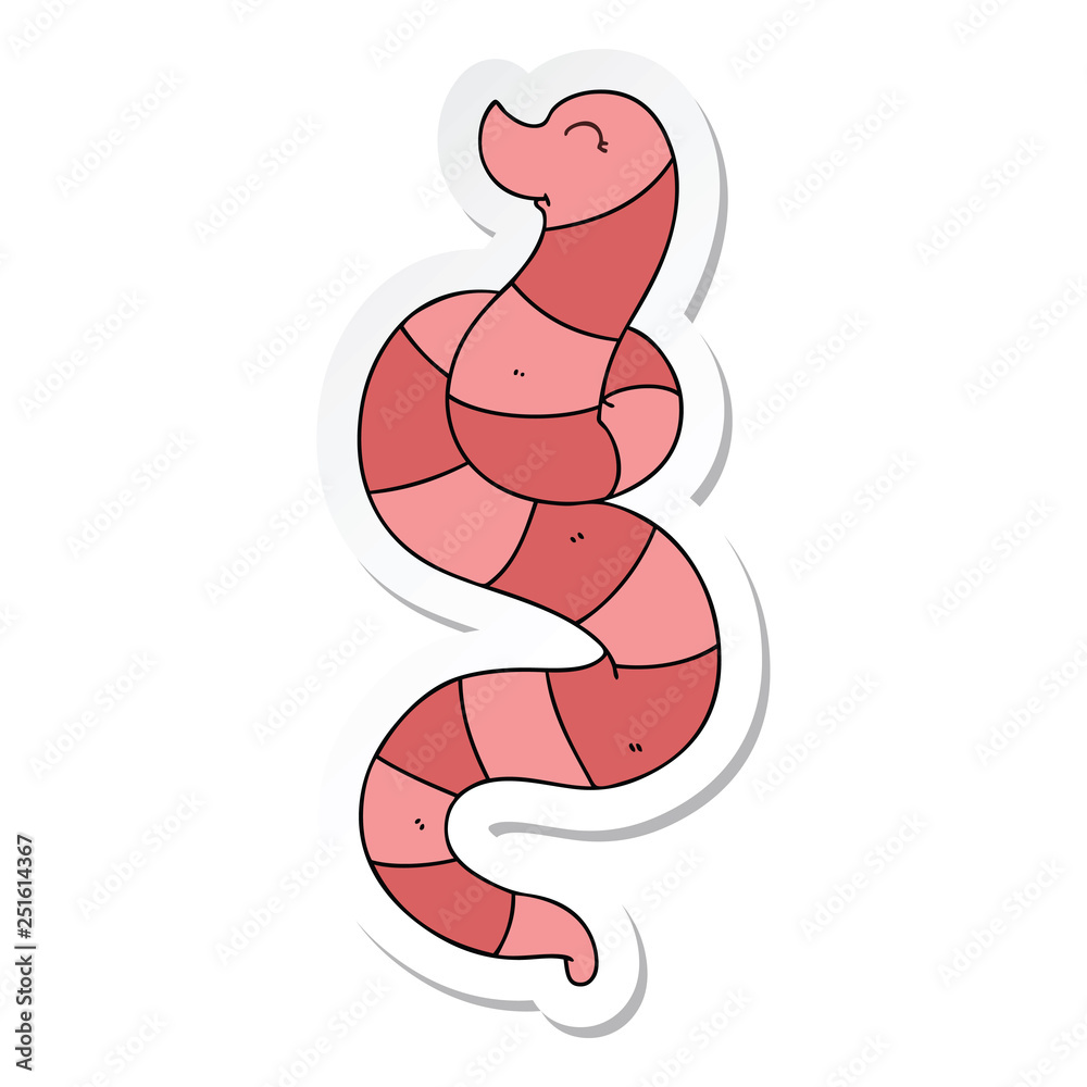 Fototapeta premium sticker of a quirky hand drawn cartoon worm