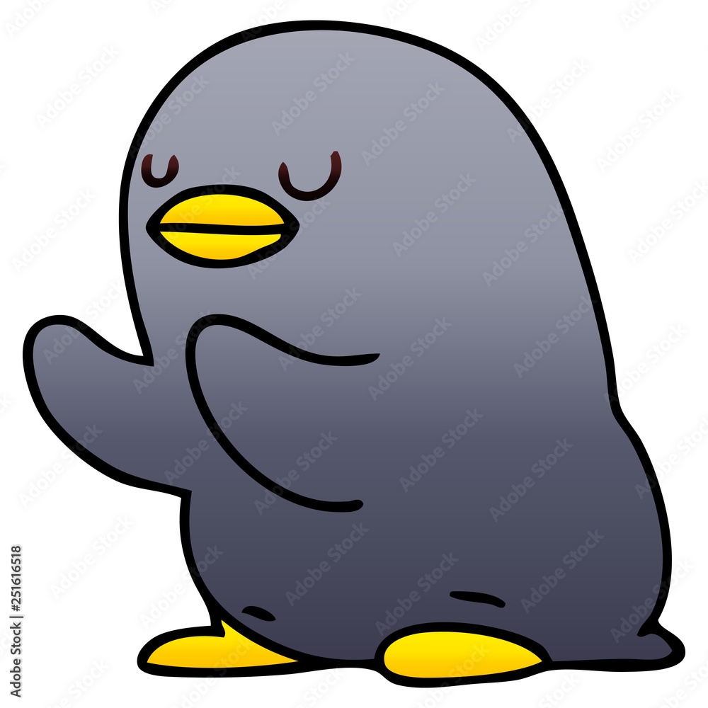 Fototapeta premium quirky gradient shaded cartoon penguin