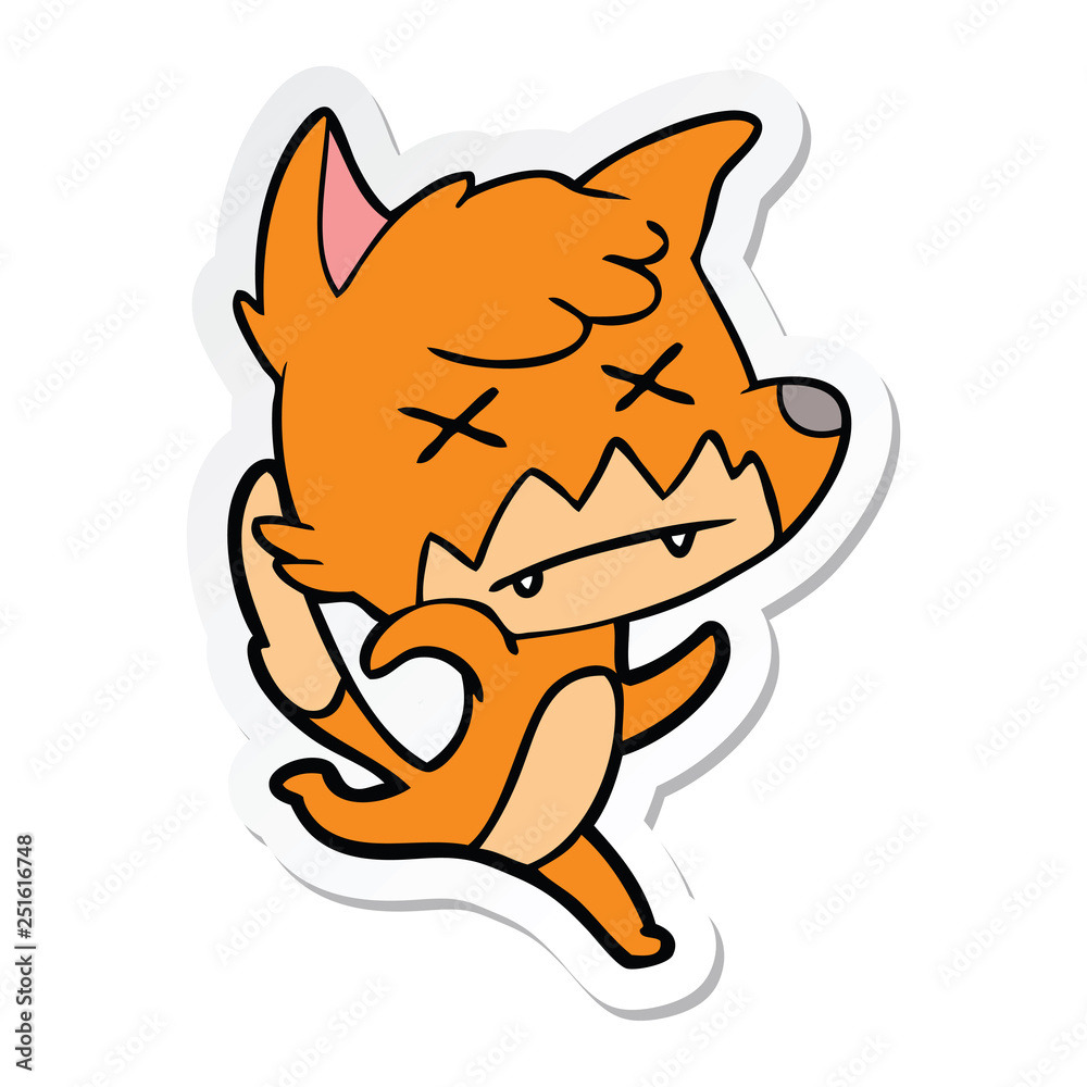 sticker of a cartoon cross eyed fox Stock Vector | Adobe Stock
