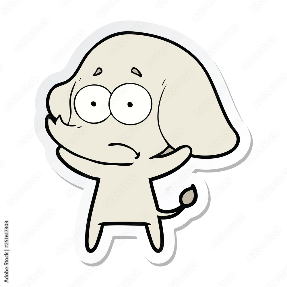 sticker of a cartoon unsure elephant sticker of a cartoon unsure elephant