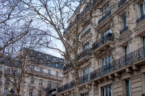Paris in winter buildings in the center of the city
