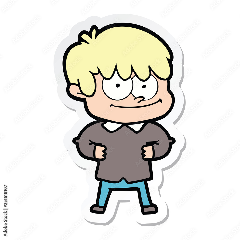 sticker of a happy cartoon man sticker of a happy cartoon man