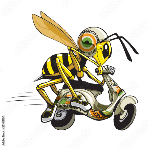Wasp riding a scooter