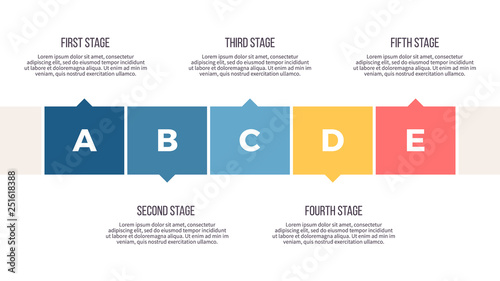 Business infographics. Timeline with 5 steps, options, steps. Vector process chart.