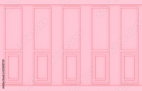 3d rendering. luxury sweet soft pink classical pattern wood wall background
