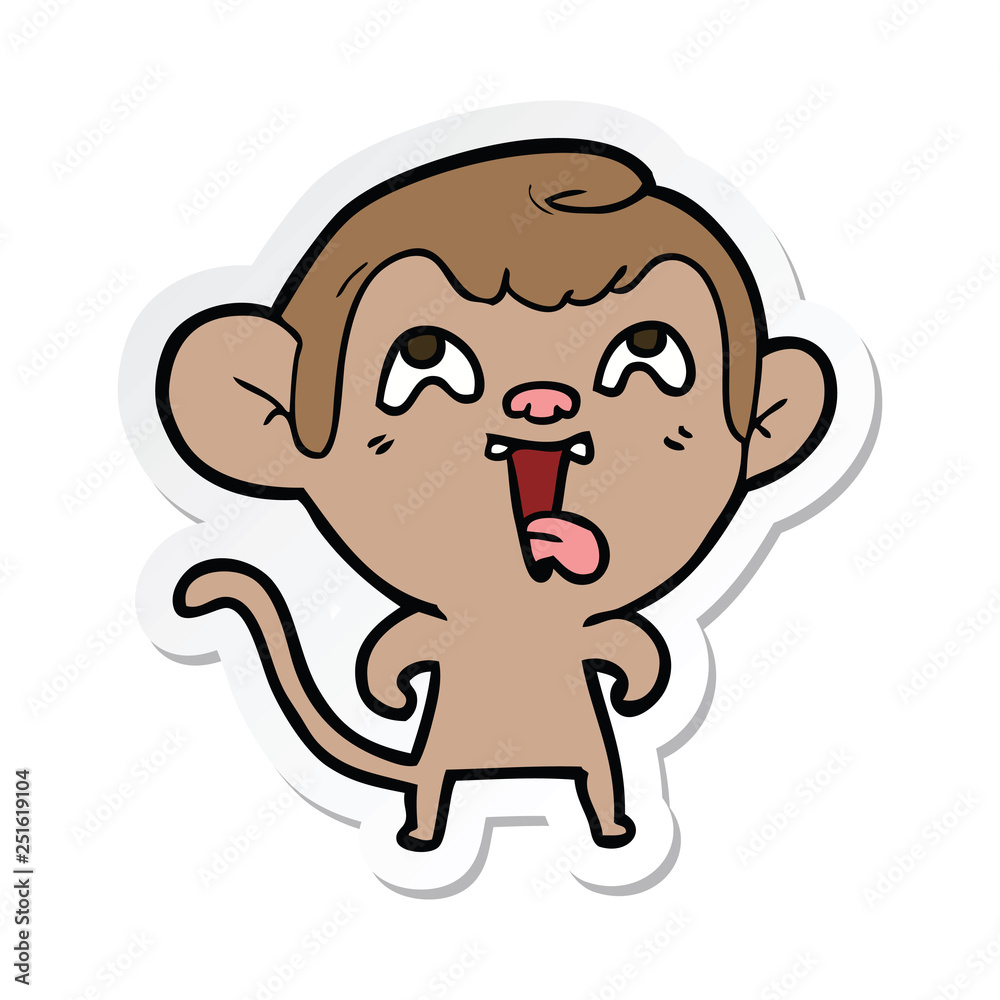 sticker of a crazy cartoon monkey sticker of a crazy cartoon monkey