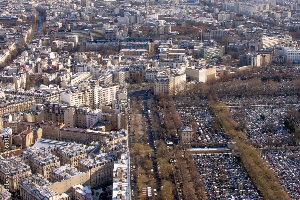 Obraz premium Paris in winter general view of 15th arrondissement from above 
