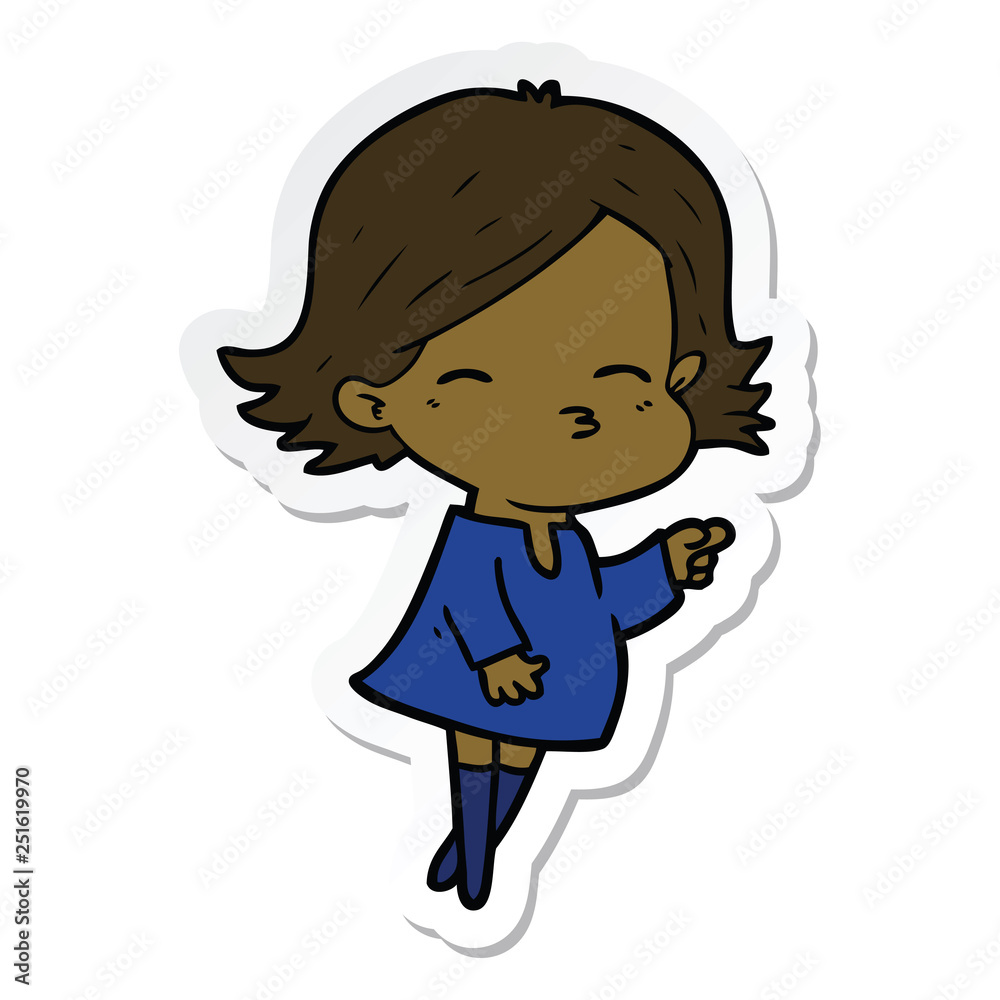 sticker of a cartoon woman pointing sticker of a cartoon woman pointing