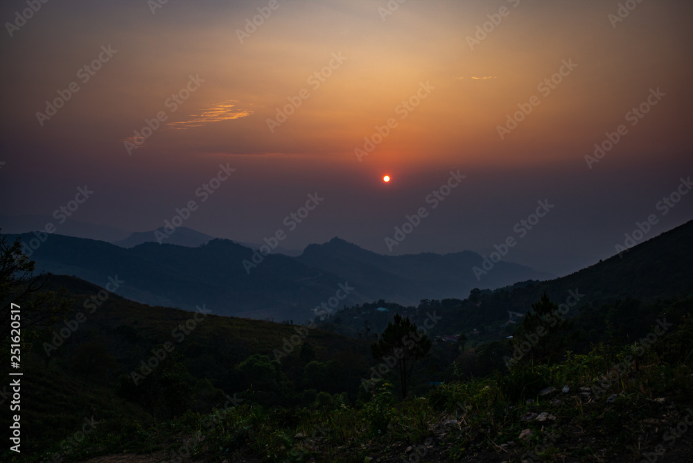 Sun rise in Phucheedao Chiang Rai