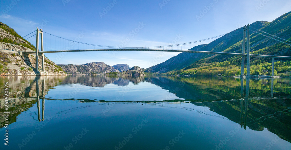 bridge at the entrance to the Lyse Fjord near Stavanger, southern Norway  Stock Photo | Adobe Stock
