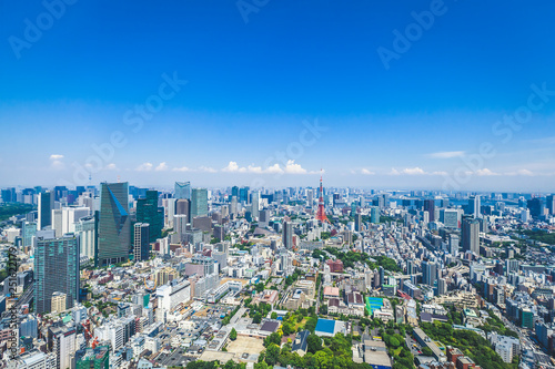 Canvas Print Japan Tokyo Roppongi city buildings urban landscape aerial view day time clear w