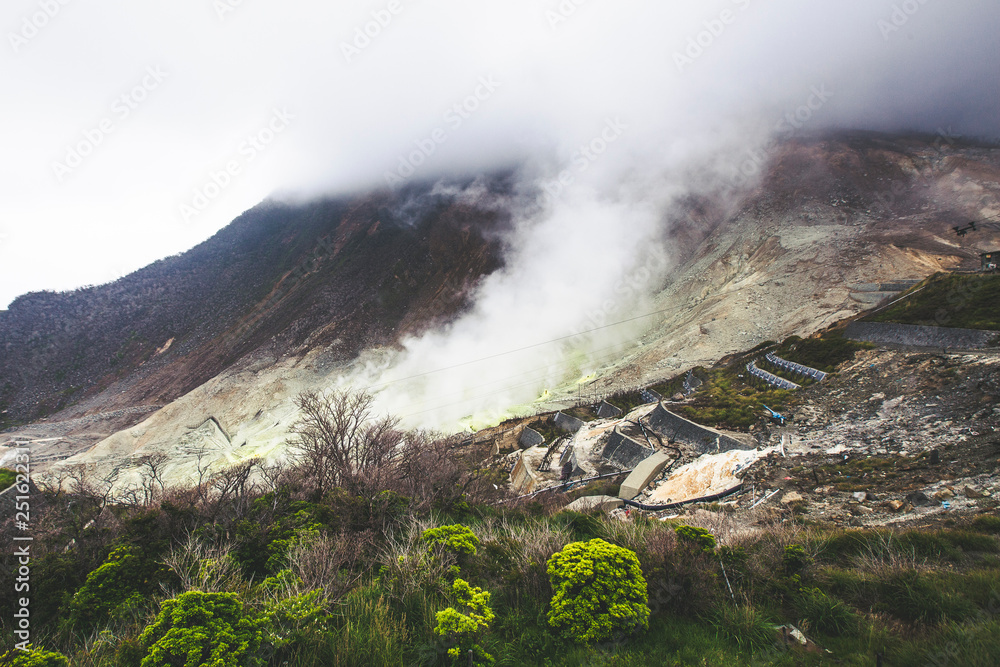 Owakudani sulphur volcano in Hakone Japan