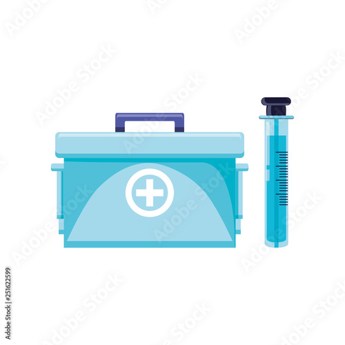 first aid kit with tube test isolated icon