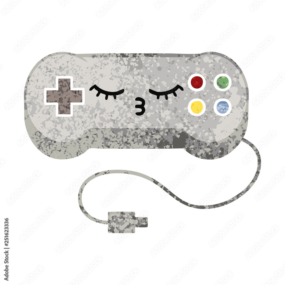 retro illustration style cartoon game controller retro illustration style cartoon game controller