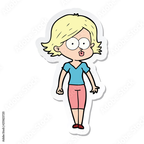 sticker of a cartoon girl pouting