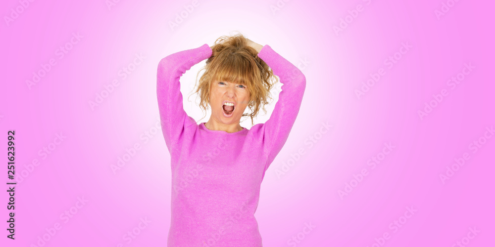 female adult isolated on pink background female adult isolated on pink background