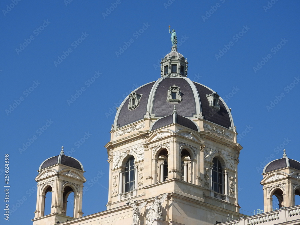 Stone architecture of house facades and monuments, Vienna, Austria