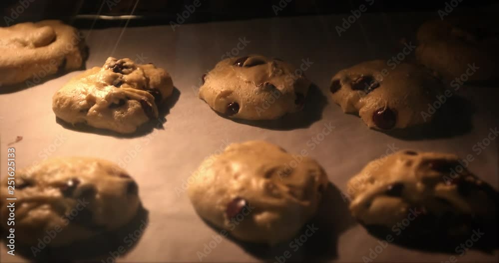 Cooking cookies in electric oven Timelapse