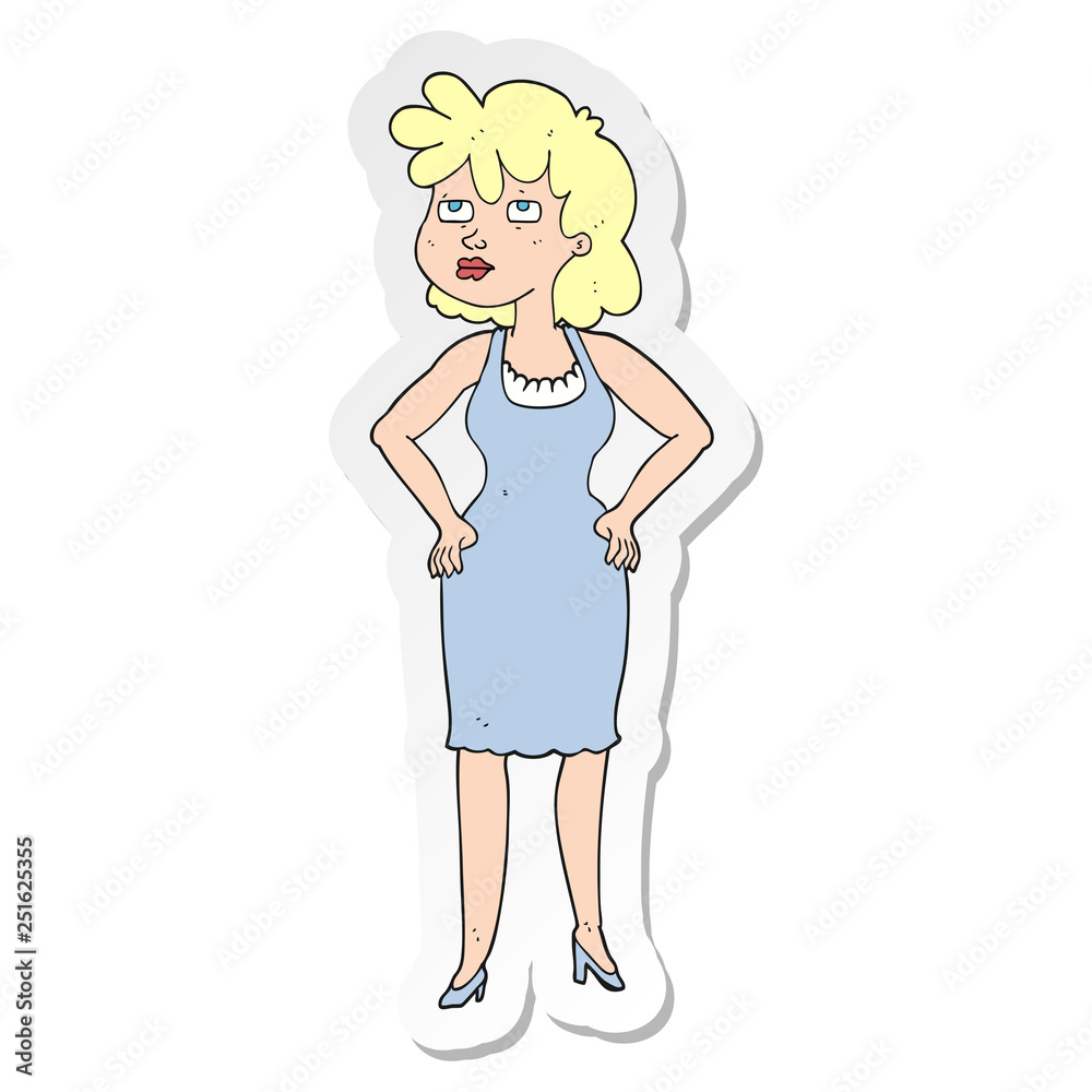 sticker of a cartoon annoyed woman