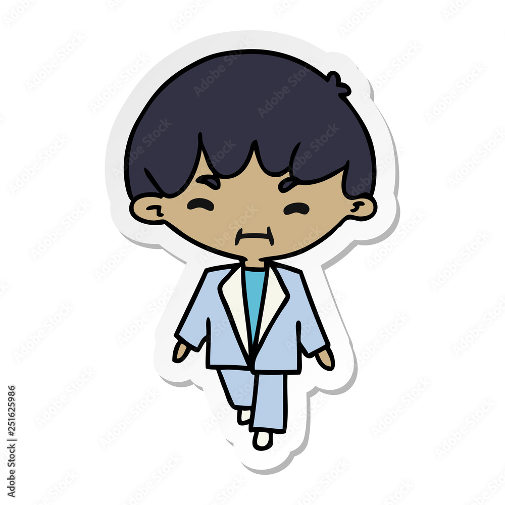 sticker cartoon kawaii cute boy in suit sticker cartoon kawaii cute boy in suit