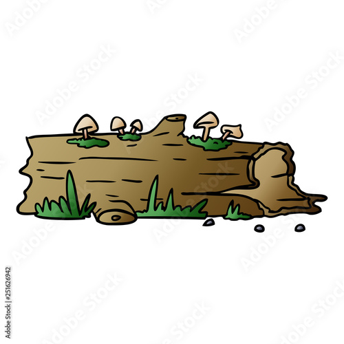 gradient cartoon doodle of a tree log