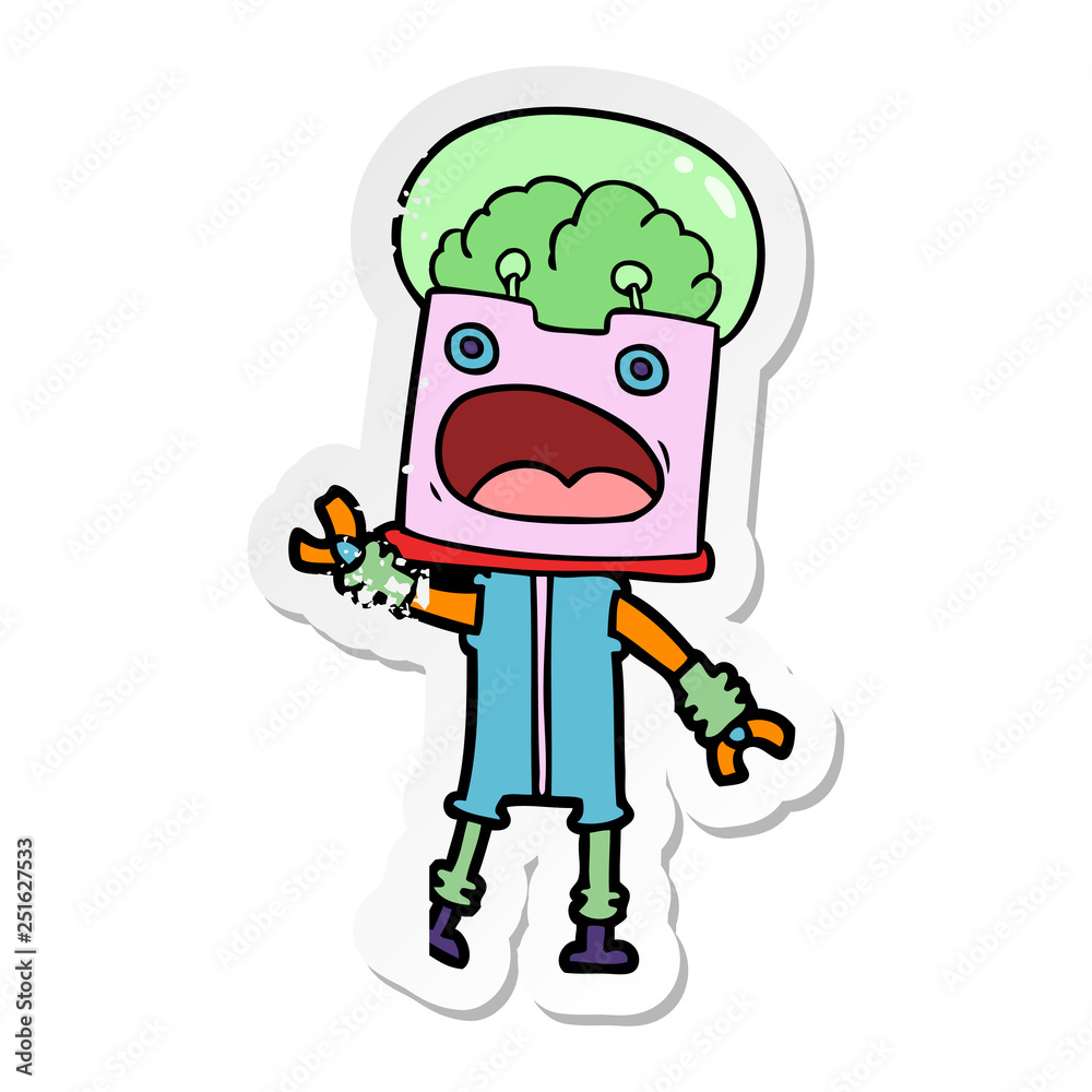 Fototapeta premium distressed sticker of a cartoon robot