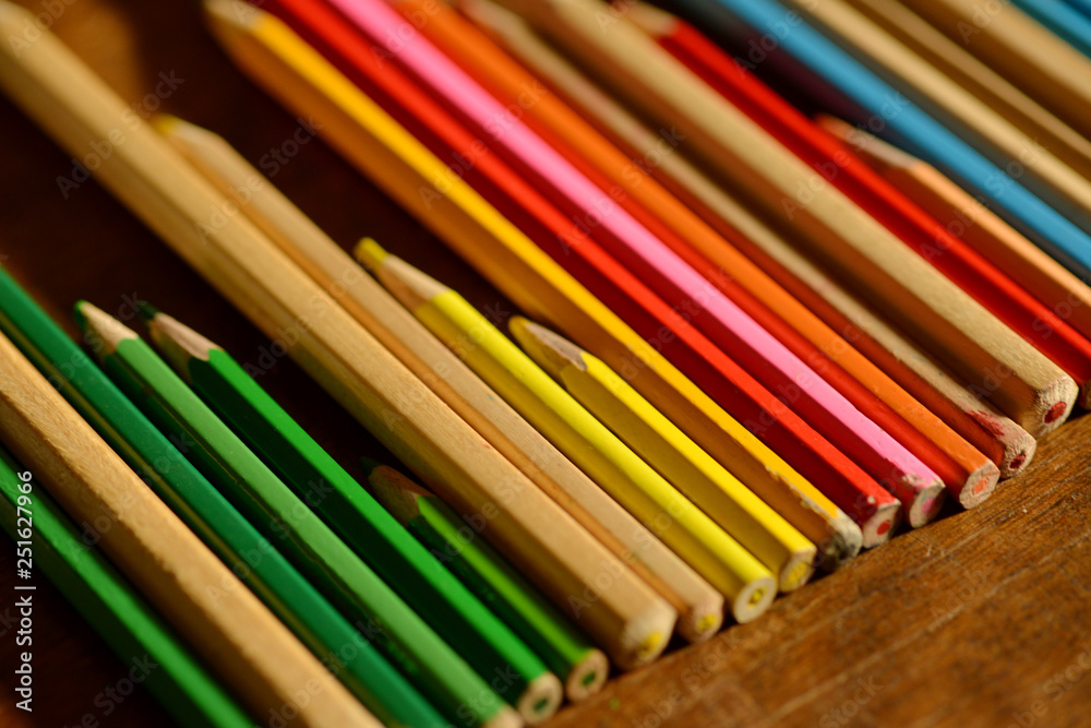 colorful wooden pencils in a row as creative background colorful wooden pencils in a row as creative background