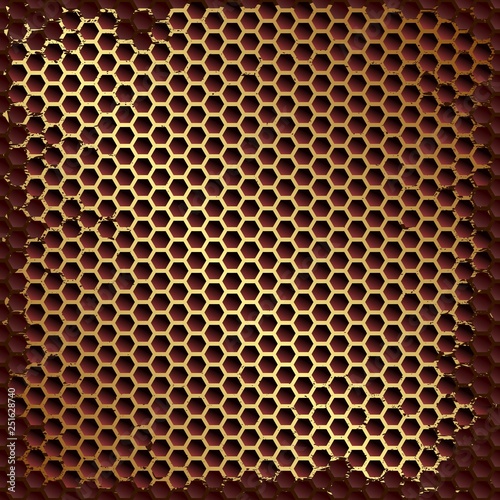 golden grunge background, metal grate