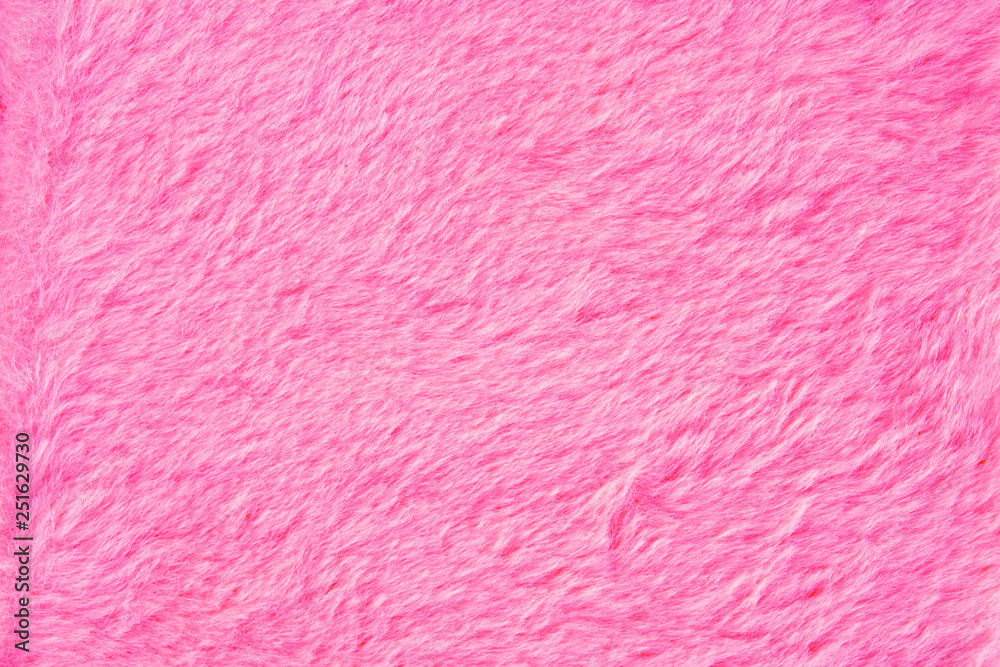 Pink fur texture close up. Pink fluffy fur background Stock Photo