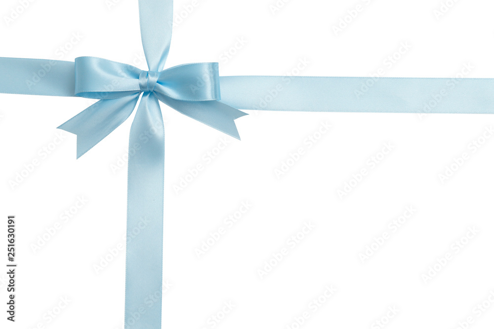 Blue bow and ribbon isolated on white background. Insulation. Blue bow and ribbon isolated on white background. Insulation.