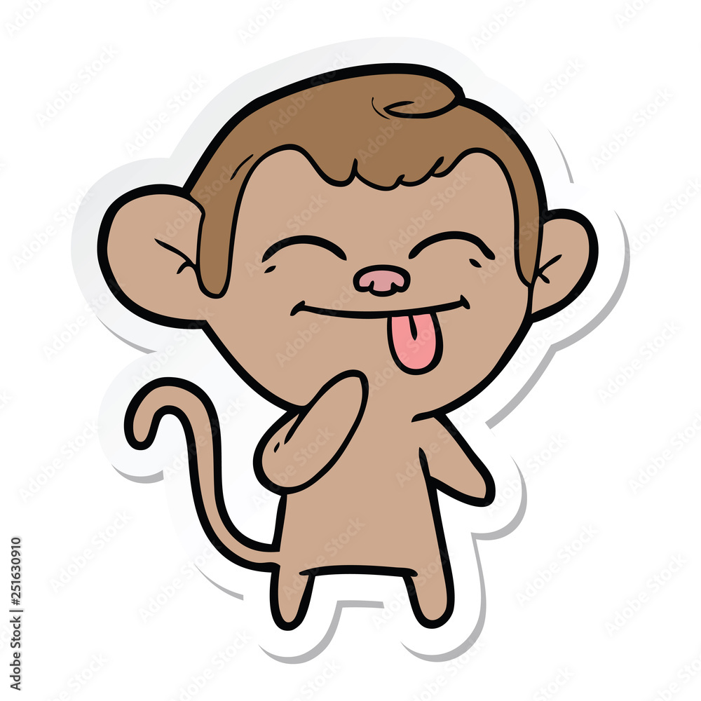 sticker of a funny cartoon monkey sticker of a funny cartoon monkey
