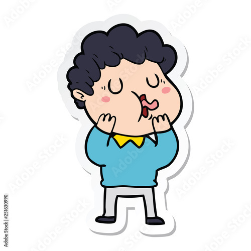 sticker of a cartoon man singing