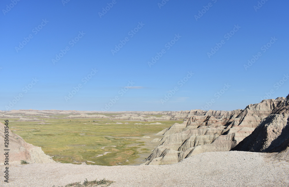 Badlands National Park Landscape View from Cliff, South Dakota