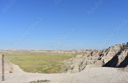 Badlands National Park Landscape View from Cliff, South Dakota
