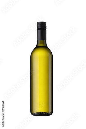 white wine bottle isolated on white background