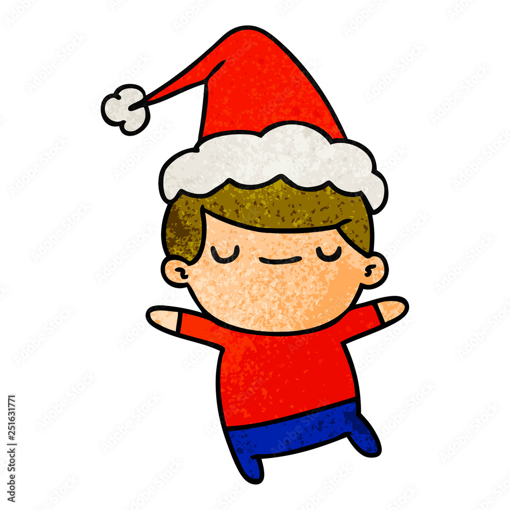 christmas textured cartoon of kawaii boy